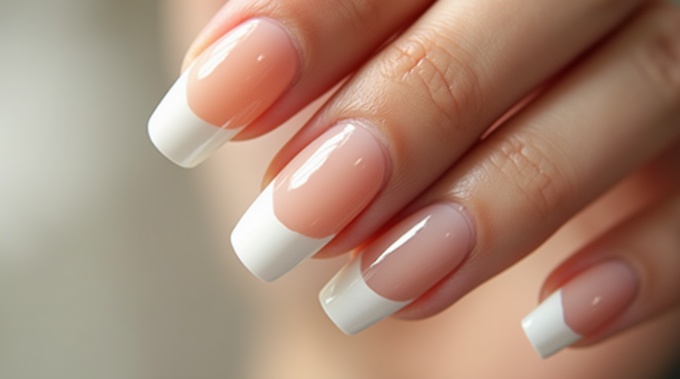 light blue french tip nails