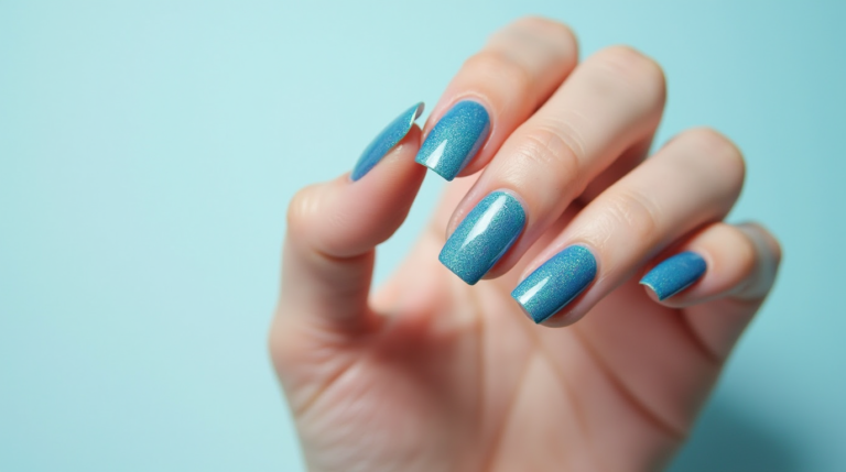 blue french tip nails