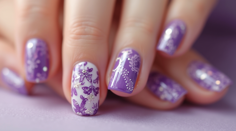 purple color nail art designs