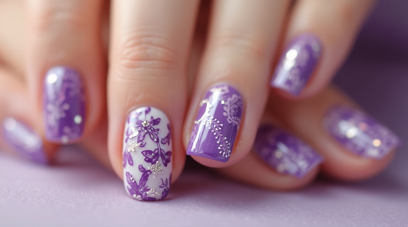 purple color nail art designs